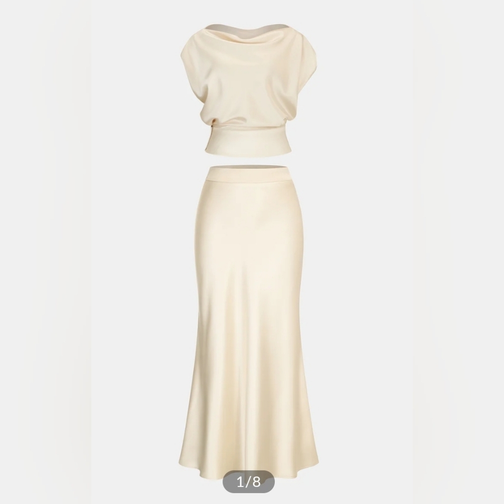 Commense Satin Cowl Neck Set LARGE